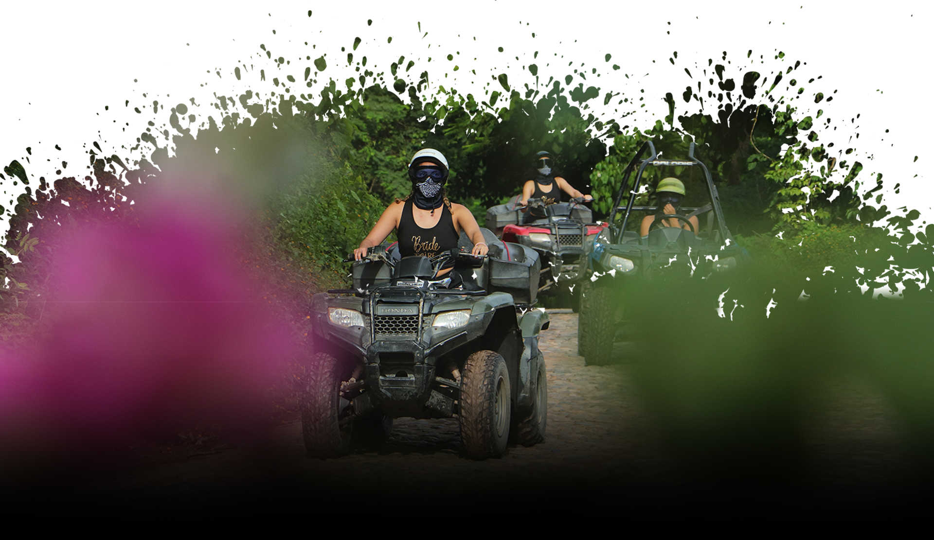 10. ATVs parked while participants prepare for the zipline adventure. Adrenaline in nature.